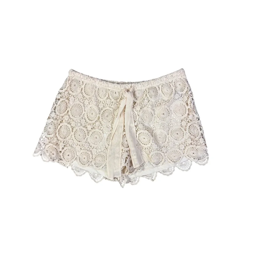 Cottagecore Crochet Lace Doily Shorts Women Size Medium‎ Boho Stretchy Y2K